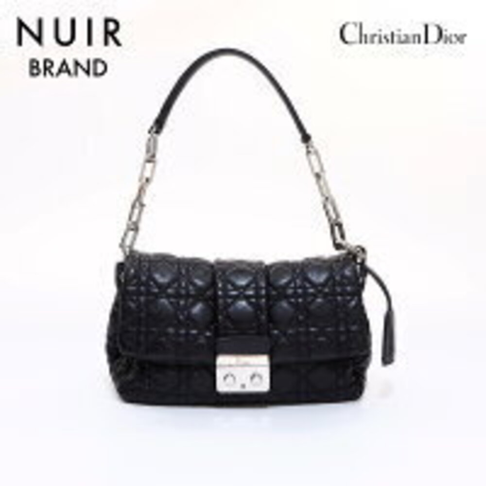 Christian Dior Cannage Leather Chain Shoulder Bag Black